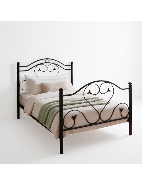 Letto una piazza e mezza in Ferro Battuto Cuore Nero Made in Italy