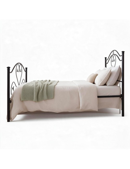 Letto una piazza e mezza in Ferro Battuto Cuore Nero Made in Italy