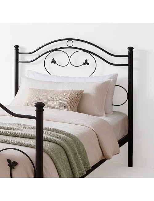Letto una piazza e mezza in Ferro Battuto Cuore Nero Made in Italy