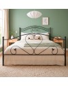 Letto Matrimoniale in Ferro Battuto Cuore Nero Made in Italy