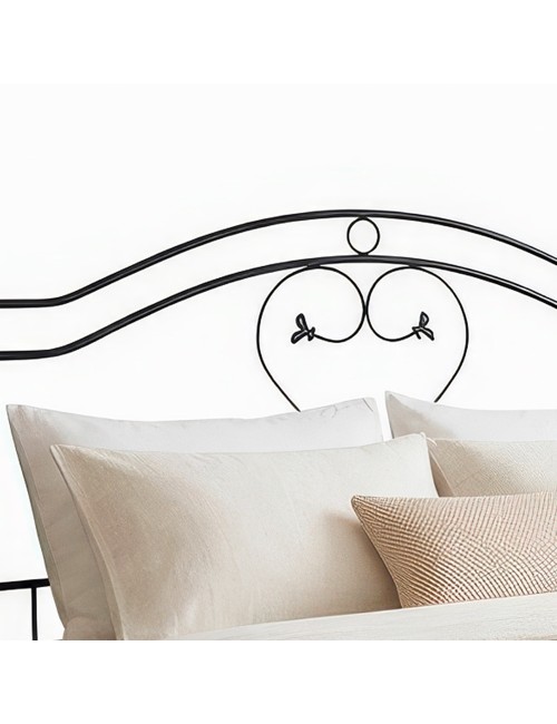Letto Matrimoniale in Ferro Battuto Cuore Nero Made in Italy