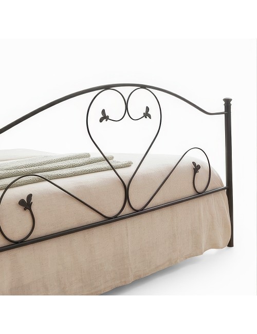 Letto Matrimoniale in Ferro Battuto Cuore Nero Made in Italy