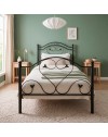 Letto singolo in Ferro Battuto Cuore Nero Made in Italy