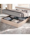 Camera da Letto Completa Isabella02 Letto Contenitore e Armadio 6 Ante con Specchi Noce Chiaro e Bianco Spatolato