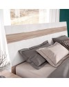 Camera da Letto Completa Isabella02 Letto Contenitore e Armadio 6 Ante con Specchi Noce Chiaro e Bianco Spatolato