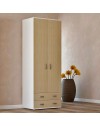 Armadio 911842 a 2 Ante e 2 Cassetti Bianco e Olmo Made in Italy