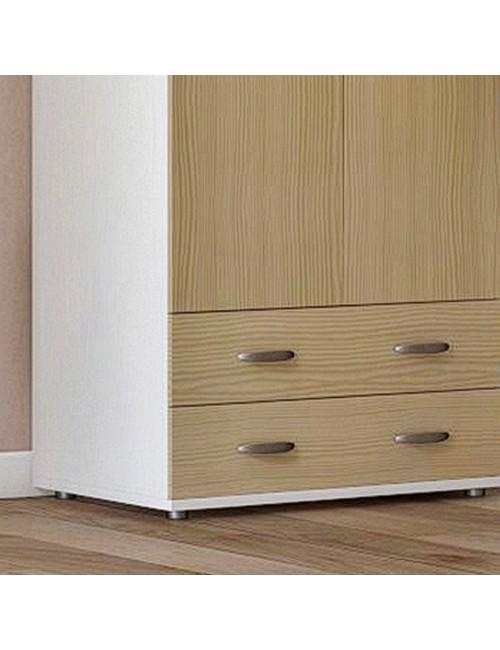 Armadio 911842 a 2 Ante e 2 Cassetti Bianco e Olmo Made in Italy