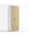 Armadio 911842 a 2 Ante e 2 Cassetti Bianco e Olmo Made in Italy