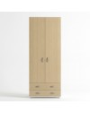 Armadio 911842 a 2 Ante e 2 Cassetti Bianco e Olmo Made in Italy