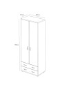 Armadio 911842 a 2 Ante e 2 Cassetti Bianco e Olmo Made in Italy