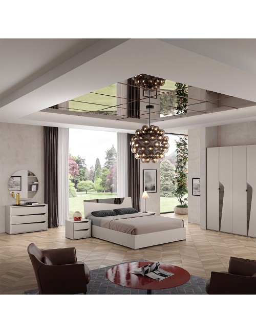 Camera da Letto Completa FRIDA Cashmere con Letto Contenitore e Armadio 6 Ante