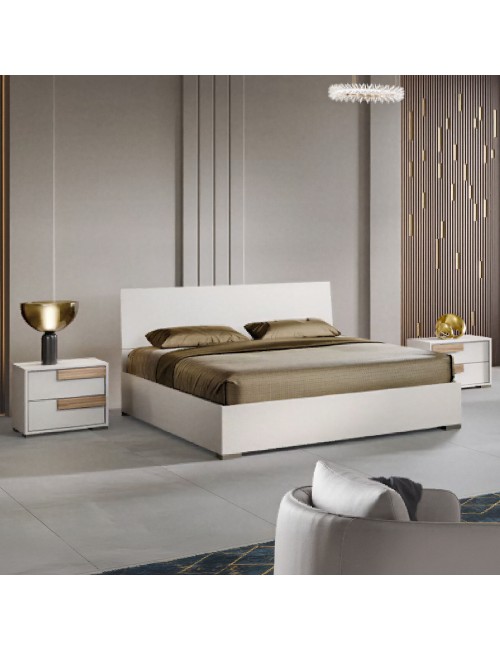 Camera da Letto Completa Sunrise09 con Letto Contenitore e Armadio 6 Ante Cashmere e Noce Chiaro