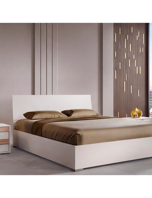 Camera da Letto Completa Sunrise09 con Letto Contenitore e Armadio 6 Ante Cashmere e Noce Chiaro