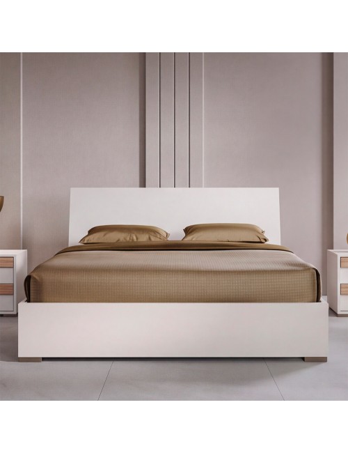 Camera da Letto Completa Sunrise09 con Letto Contenitore e Armadio 6 Ante Cashmere e Noce Chiaro