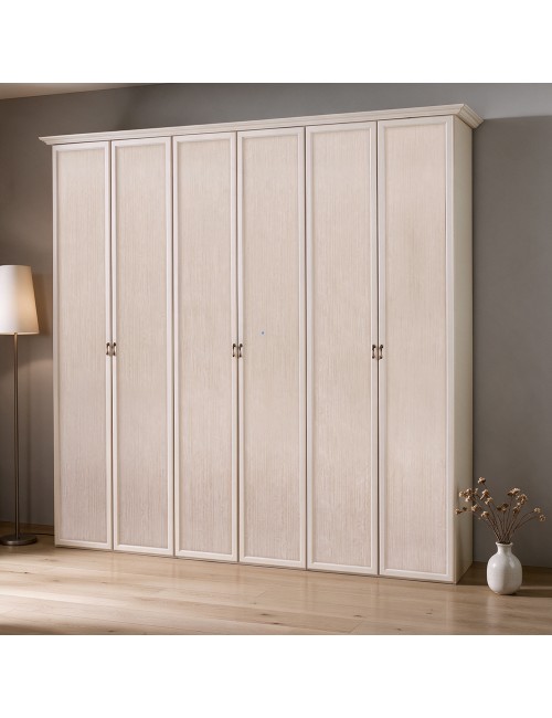 Armadio 6 Ante Battenti Epoca Patinato Beige L 271 cm Classico Elegante