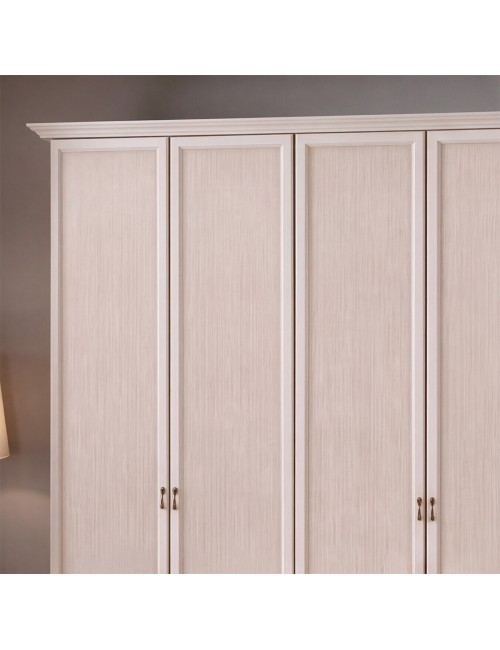 Armadio 6 Ante Battenti Epoca Patinato Beige L 271 cm Classico Elegante