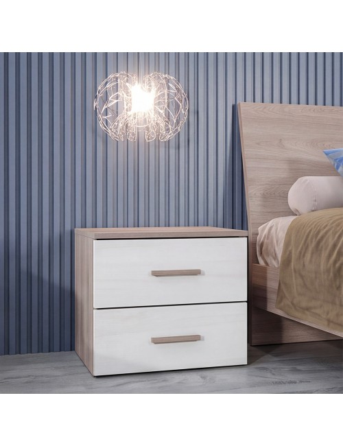 Cameretta Completa ALBUS con Letto 1 Piazza e Mezza, Armadio 4 Ante e Zona Studio - Olmo Perla e Larice Bianco