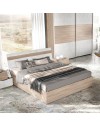 Camera da Letto Completa Ludovica con Armadio Scorrevole, Letto Contenitore e Moduli Bicolore Noce Chiaro e Bianco Spatolato
