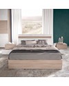 Camera da Letto Completa Ludovica con Armadio Scorrevole, Letto Contenitore e Moduli Bicolore Noce Chiaro e Bianco Spatolato