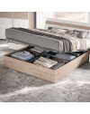 Camera da Letto Completa Ludovica con Armadio Scorrevole, Letto Contenitore e Moduli Bicolore Noce Chiaro e Bianco Spatolato