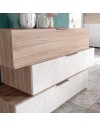 Camera da Letto Completa Ludovica con Armadio Scorrevole, Letto Contenitore e Moduli Bicolore Noce Chiaro e Bianco Spatolato
