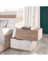 Camera da Letto Completa Ludovica con Armadio Scorrevole, Letto Contenitore e Moduli Bicolore Noce Chiaro e Bianco Spatolato