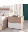 Camera da Letto Completa Ludovica con Armadio Scorrevole, Letto Contenitore e Moduli Bicolore Noce Chiaro e Bianco Spatolato