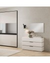 Camera da Letto Completa Milva con Letto Contenitore Sofaback Grigio, Armadio Scorrevole Ante Specchiate Cashmere