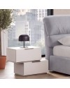 Camera da Letto Completa Milva con Letto Contenitore Sofaback Grigio, Armadio Scorrevole Ante Specchiate Cashmere