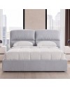 Camera da Letto Completa Milva con Letto Contenitore Sofaback Grigio, Armadio Scorrevole Ante Specchiate Cashmere