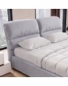 Camera da Letto Completa Milva con Letto Contenitore Sofaback Grigio, Armadio Scorrevole Ante Specchiate Cashmere