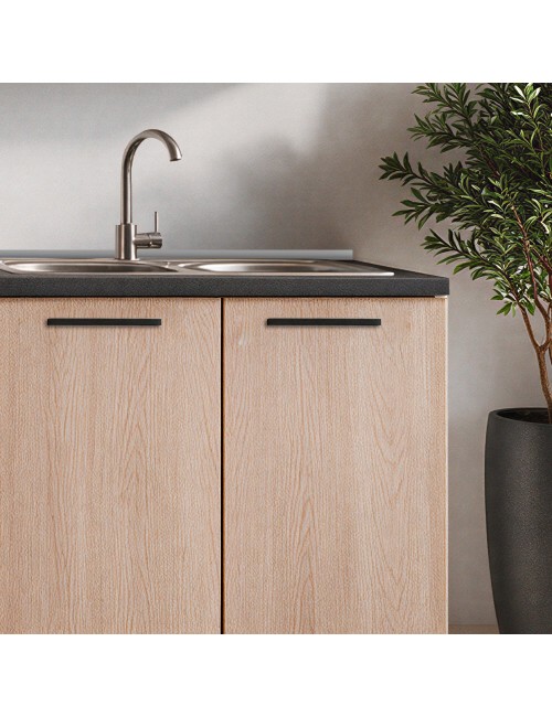 Cucina Completa Meraviglia XL 375 cm Reversibile Rovere Gessato Naturale e Bianco
