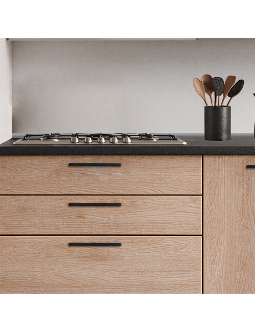 Cucina Completa Meraviglia XL 375 cm Reversibile Rovere Gessato Naturale e Bianco
