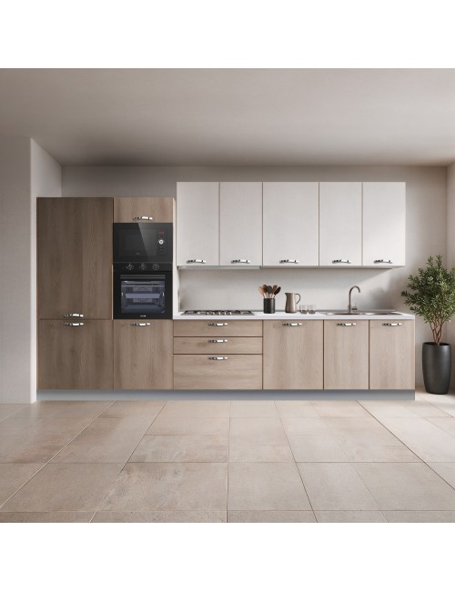 Cucina Completa Meraviglia XL Reversibile 375 cm Olmo e Bianco Frassinato