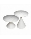 Set 2 tavolini da salotto rotondi Punto con piano effetto marmo bianco e gambe in metallo