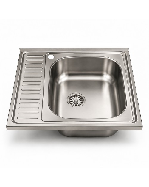 Lavello cucina quadrato da appoggio 60x60x15H una vasca inox SA24