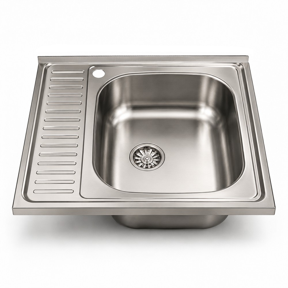 Lavello cucina quadrato da appoggio 60x60x15H una vasca inox SA24