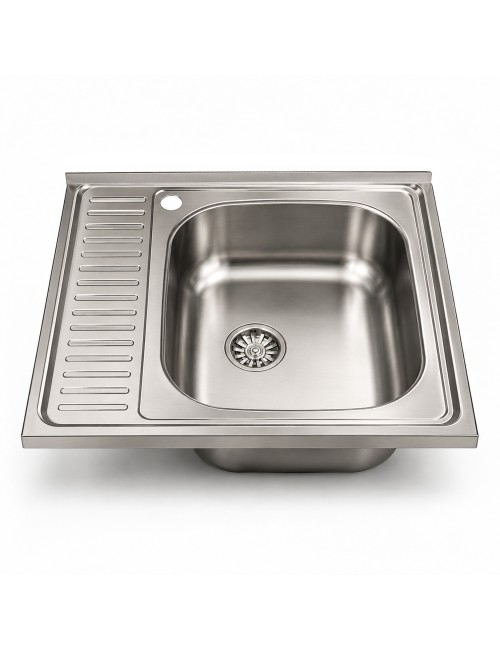 Lavello cucina quadrato da appoggio 60x60x15H una vasca inox SA24
