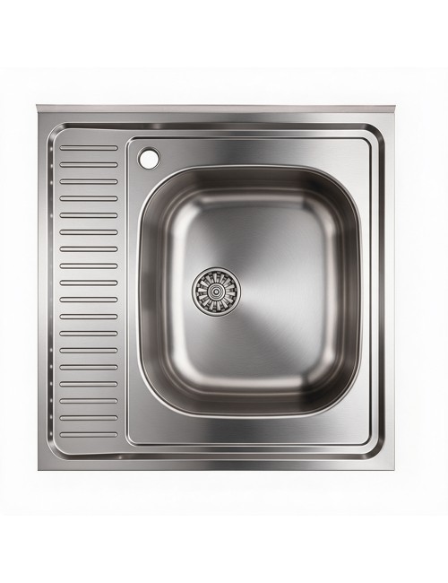 Lavello cucina quadrato da appoggio 60x60x15H una vasca inox SA24