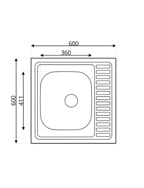 Lavello cucina quadrato da appoggio 60x60x15H una vasca inox SA24
