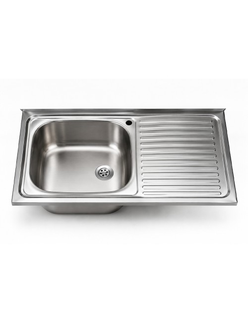 Lavello appoggio SA9050 1 vasca con gocciolatoio destro 90x50 cm. inox