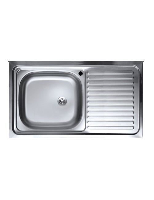 Lavello appoggio SA9050 1 vasca con gocciolatoio destro 90x50 cm. inox