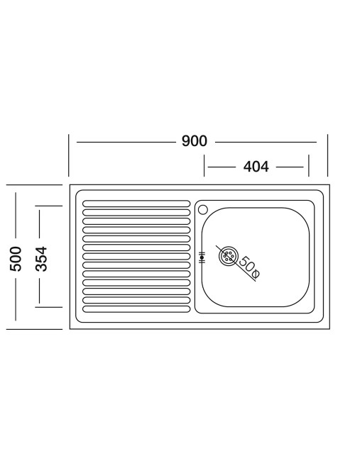 Lavello appoggio SA9050 1 vasca con gocciolatoio destro 90x50 cm. inox