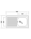 Lavello appoggio SA9050 1 vasca con gocciolatoio destro 90x50 cm. inox