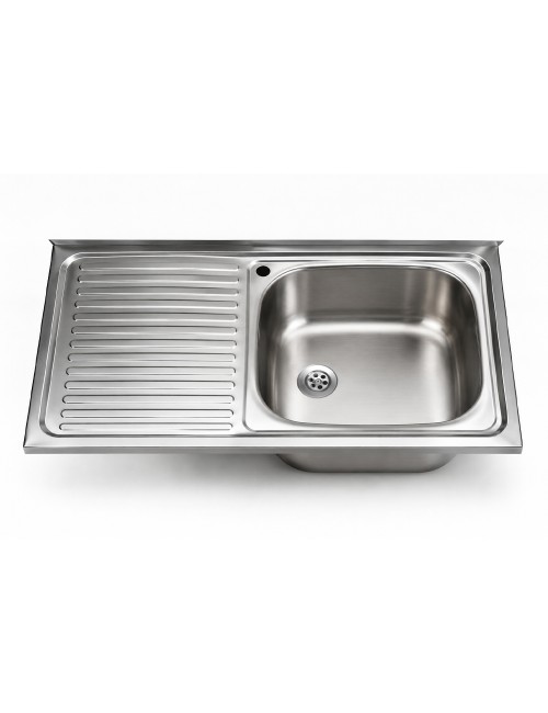 Lavello appoggio SA9050 1 vasca con gocciolatoio sinistro 90x50 cm. inox