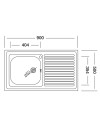 Lavello appoggio SA9050 1 vasca con gocciolatoio sinistro 90x50 cm. inox