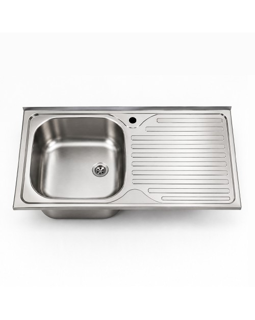 Lavello appoggio SA10050 1 vasca con gocciolatoio destro 100x50 cm. inox