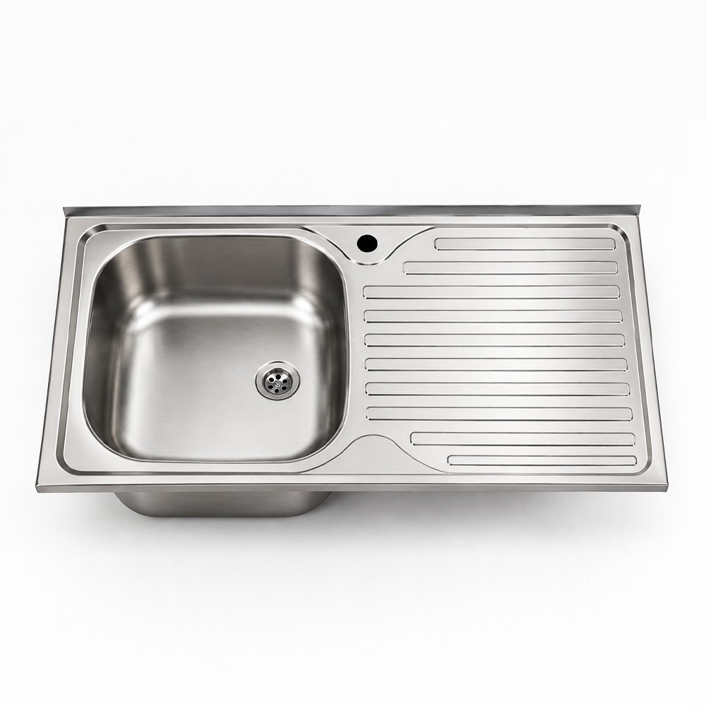 Lavello appoggio SA10050 1 vasca con gocciolatoio destro 100x50 cm. inox