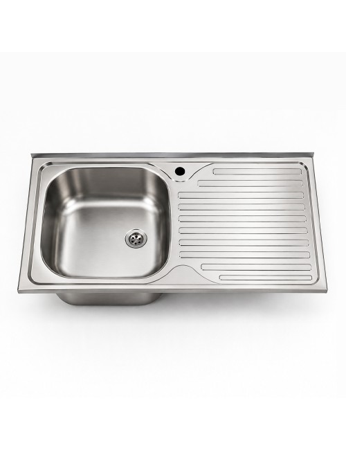 Lavello appoggio SA10050 1 vasca con gocciolatoio destro 100x50 cm. inox