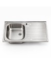 Lavello appoggio SA10050 1 vasca con gocciolatoio destro 100x50 cm. inox